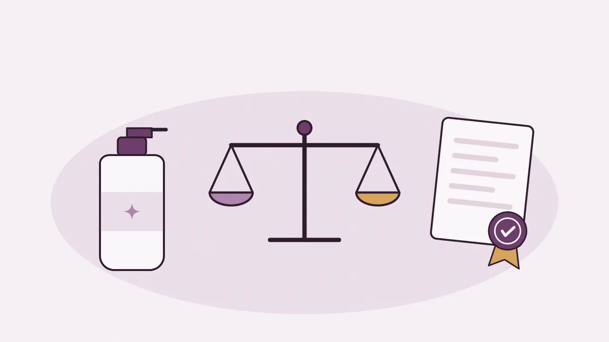 Une balance entre un flacon pompe et une pile de livres